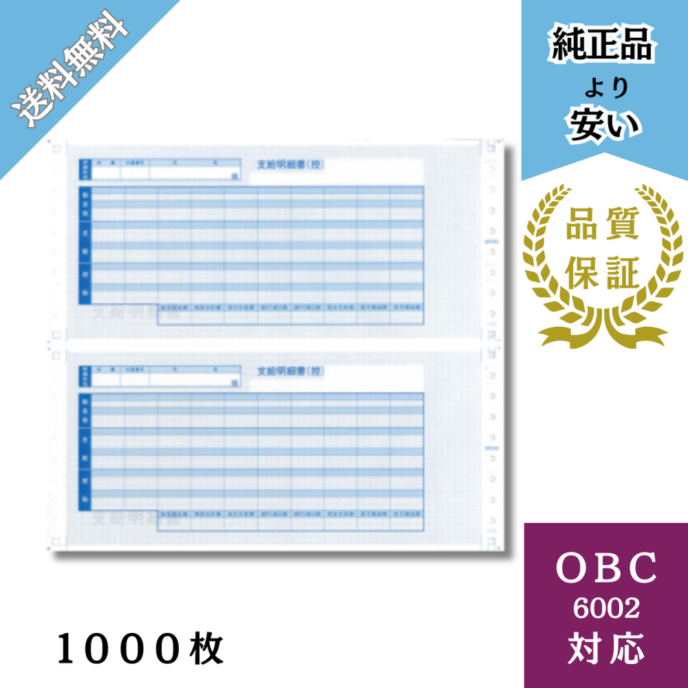 【BH6002-M-1000】袋とじ支給明細書 給与明細ドットコムオリジナル 1000枚 Type M