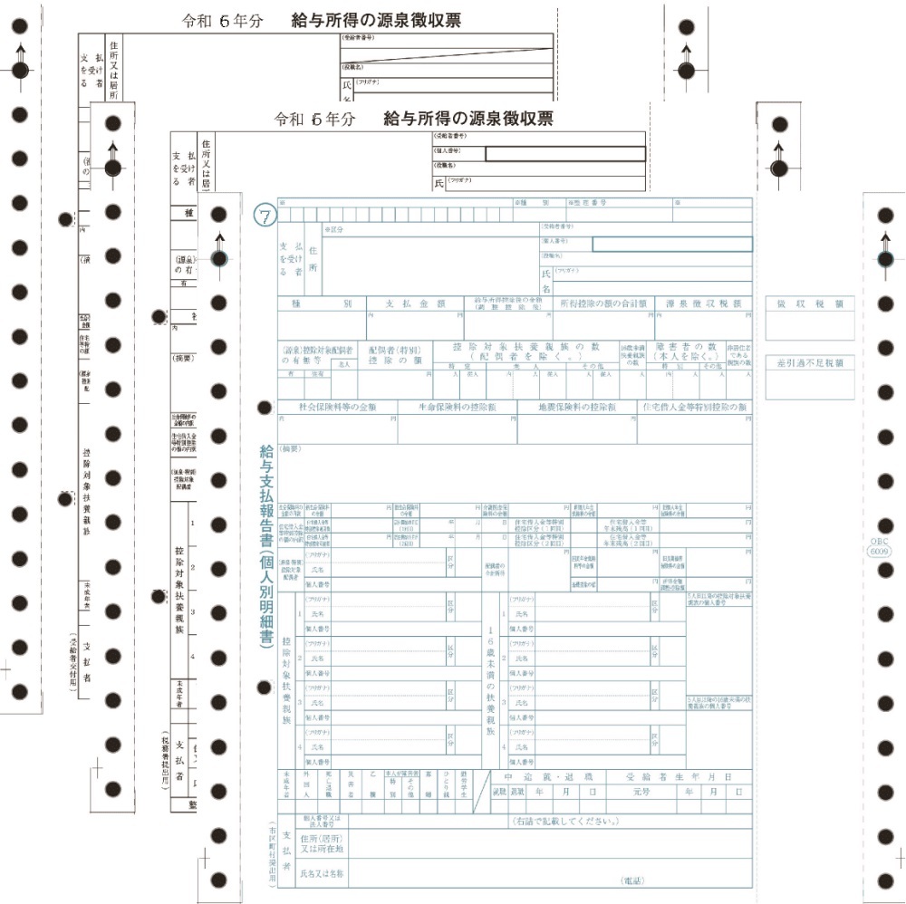 OBC 6009-A24 令和6年 給与奉行 源泉徴収票 連続用紙 100名様セット